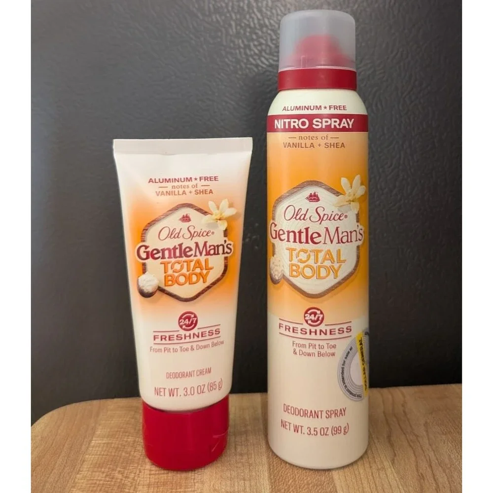 Old Spice GentleMans Total Body Deodorant Cream & Nitro Spray Vanilla + Shea Set